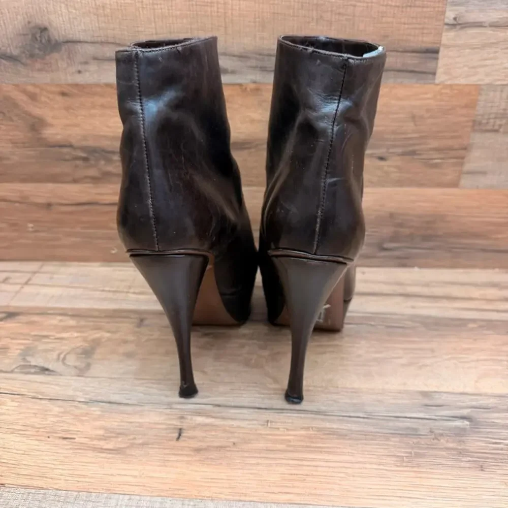 Marni  Platform  size 7 Stiletto Heeled Booties women Brown Leather